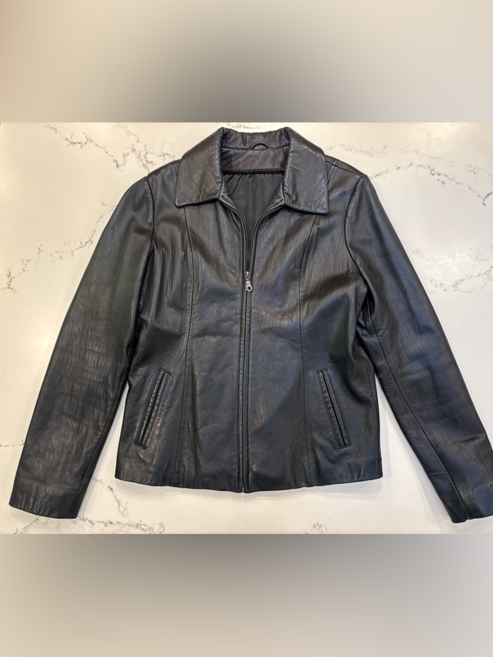 Women’s Large Vintage 90s Wilson’s Leather Zip Up Jacket Collared Biker Moto